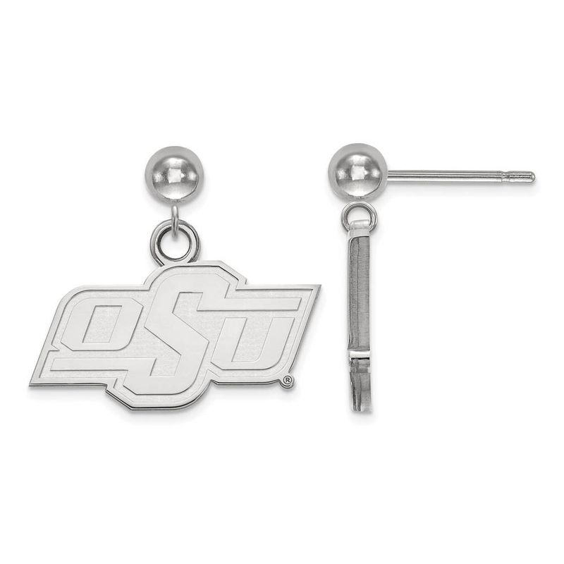 Sterling Silver Oklahoma State University Ball Dangle Earrings